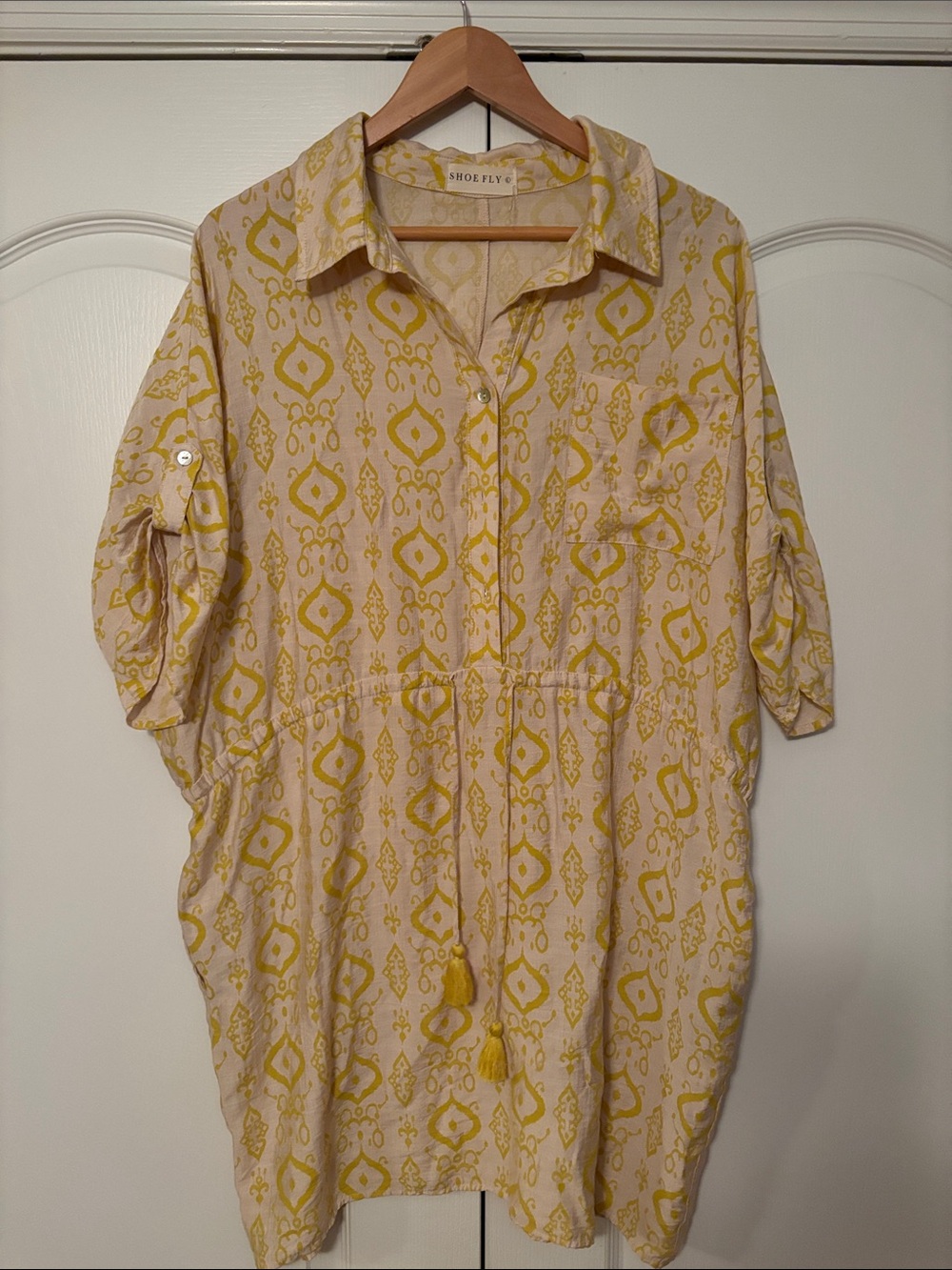 Yellow Patterned Women’s Shirt Dress